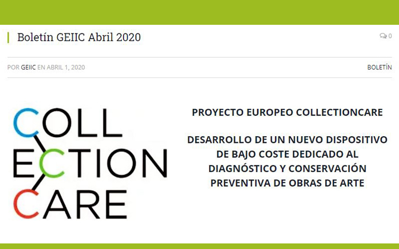 Proyecto europeo CollectionCare. Desarrollo de un nuevo dispositivo de bajo coste dedicado al diagnóstico y conservación preventiva de obras de arte