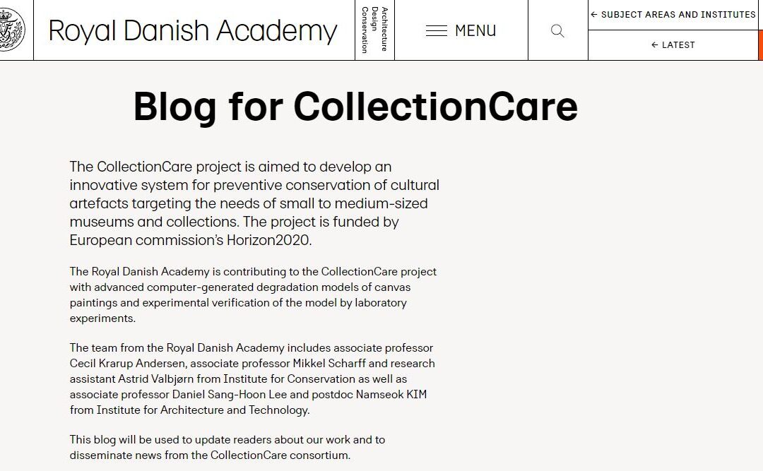 The new blog of The Royal Danish Academy of Architecture, Design and Conservation (KADK) dedicated to CollectionCare